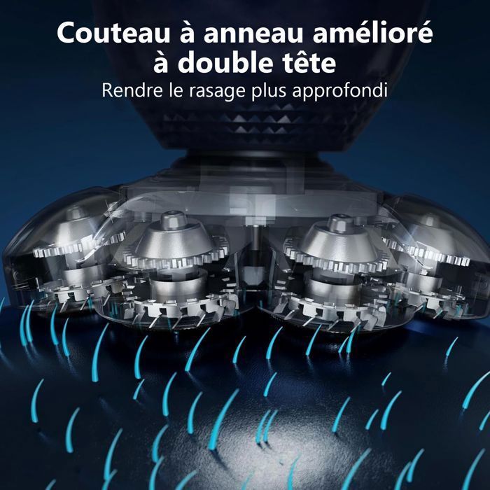 Elektrorasierer - FOSMET - 5 in 1 - Rotierende Scherköpfe - LED-Anzeige - IPX7 Wasserdicht