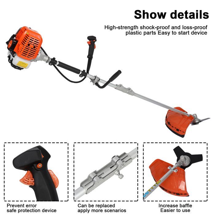 2-in-1 Benzin-Freischneider – 52 cm³ – 2-Takt – inklusive Kunststoffgriff und Schultergurt