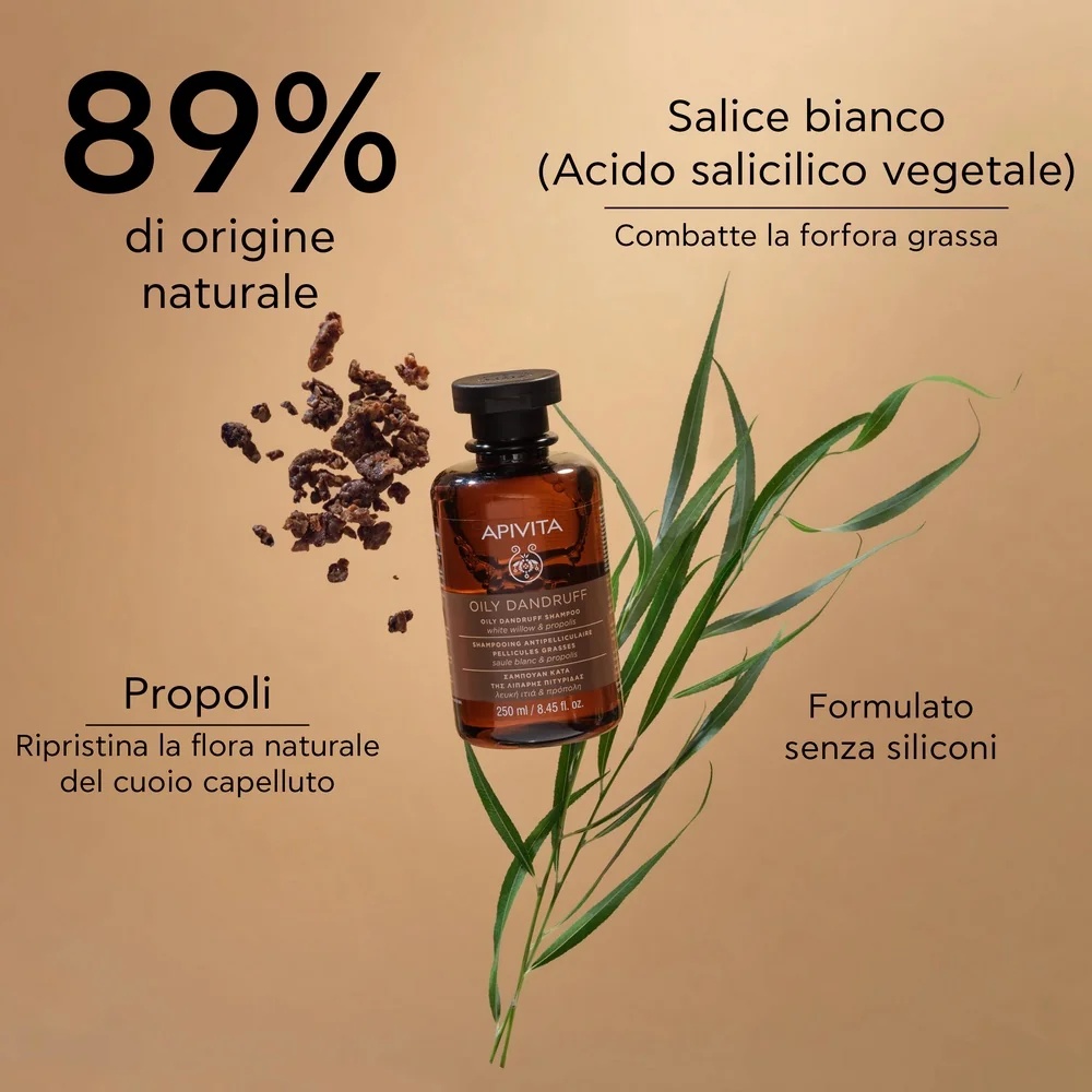 APIVITA Apivita Anti-vette roosshampoo met wilgenolie en propolis 250 ml met vetfosfor