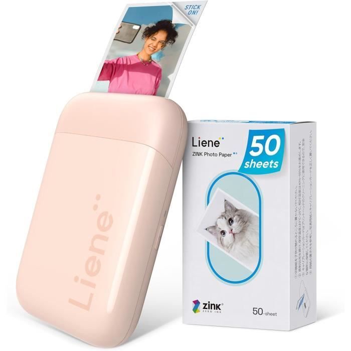 Impressora fotográfica portátil - LIENE - 2x3 - Bluetooth 5.0 - Sem tinta ZINK - 50 folhas autoadesivas