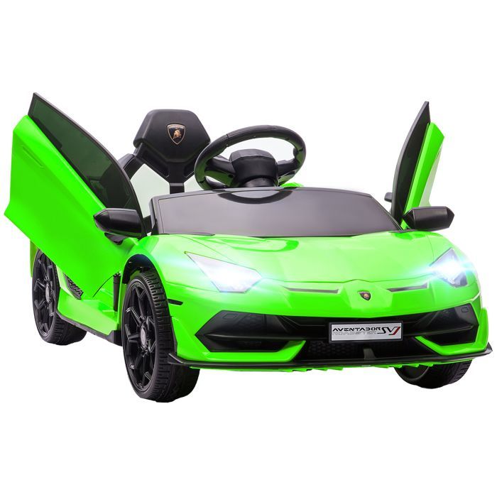 Elektrische auto - HOMCOM - gelicentieerde Lamborghini Aventador SVJ 12V voor kinderen met vleugeldeuren en LED-verlichting - PP - groen