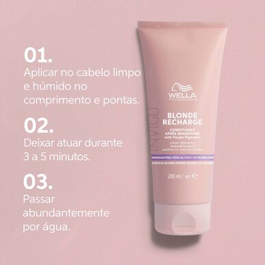 Après-shampoing Wella Professionals Invigo Blonde Recharge, soin illuminateur violet pour cheveux blonds