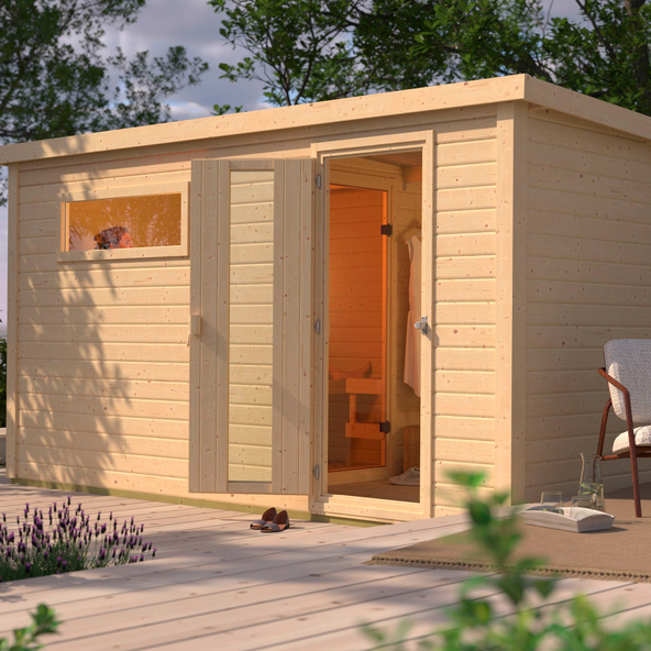 Cabină de saună Carla 6, inclusiv cuptor, finisaj natural