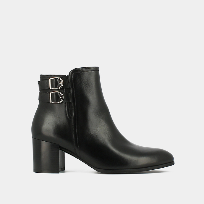 Bottines à boucles  en cuir noir