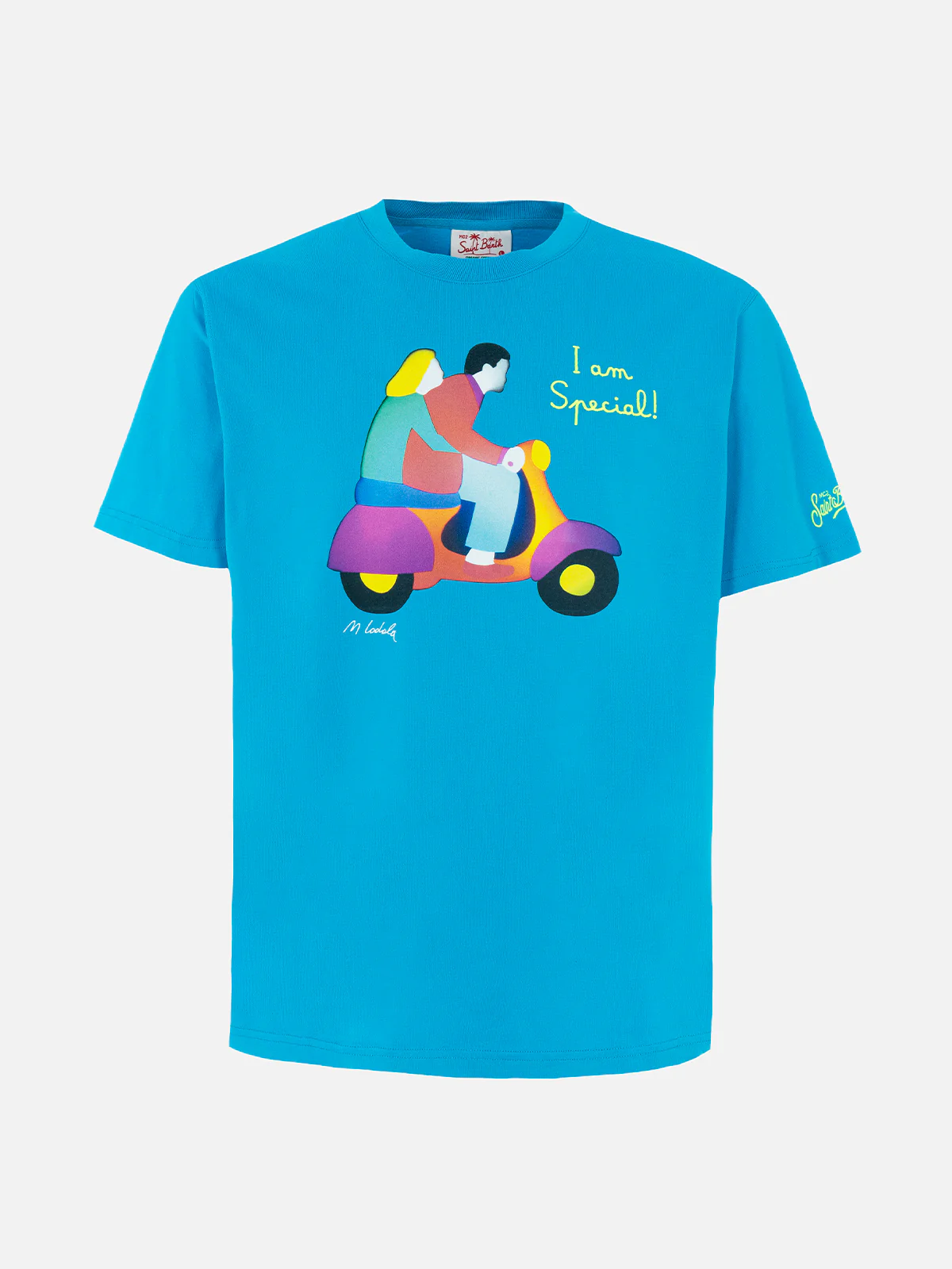 T-shirt da uomo in cotone con stampa piazzata e ricamo Lodola | MARCO