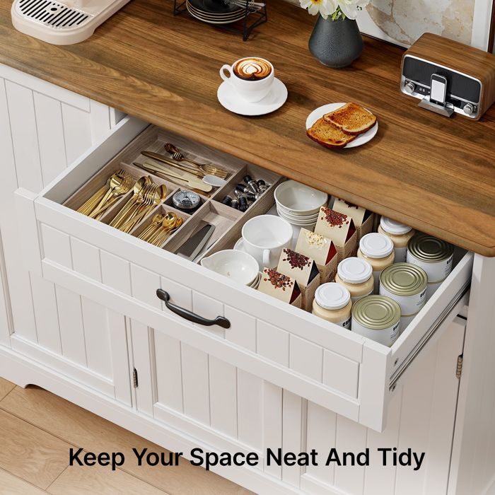 Buffet de Cuisine - Bealife - Meuble Rangement - 1 Tiroir - 3 Portes - 5 Niveaux - Meuble Bas - Salon - Marron - 105x40x84,5cm