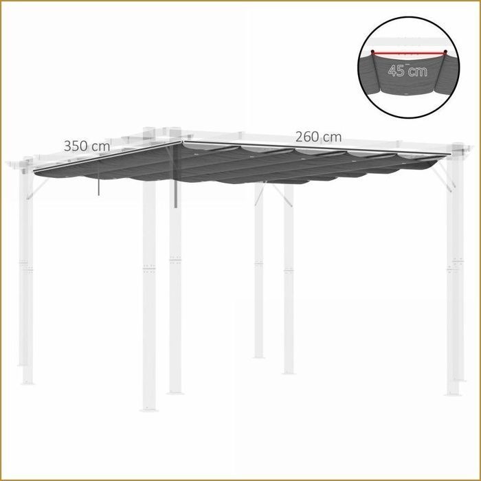 Ersatzdach pour Pergola - Outsunny - 3,5x2,5m - Entwässerungslöcher & Sonnenschutz - Gris Foncé