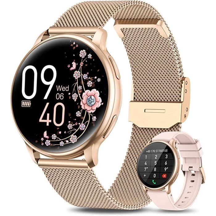 Montre Connectée Femme, avec Appel Bluetooth 1.32 HD Montre Intelligente avec Fonction FéminineSpO2CardiaqueSommeil19 or