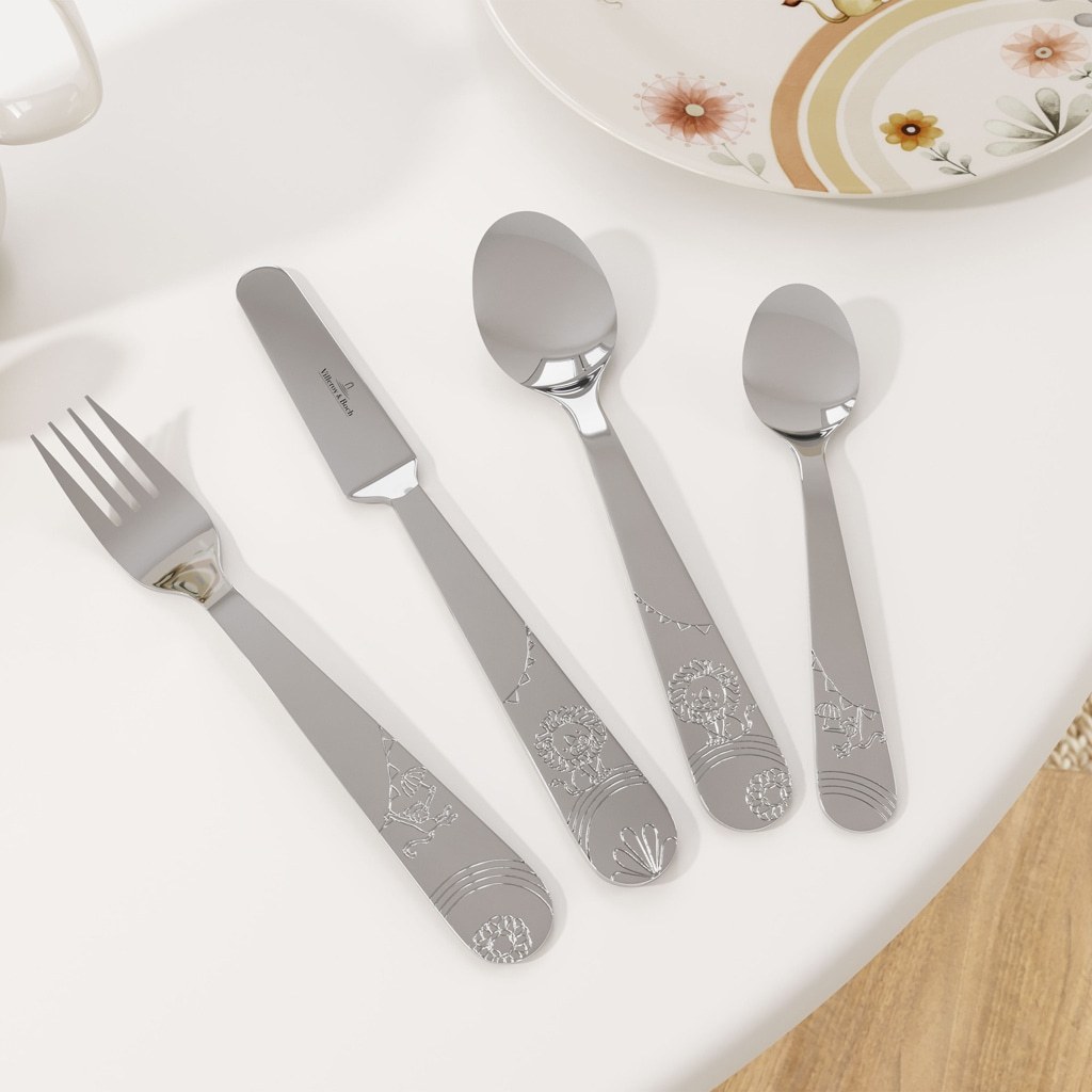 „Villeroy & Boch“ vaikiškų stalo įrankių rinkinys, 4 dalys, motyvas: „Riaukia kaip liūtas“ – 1 dalis