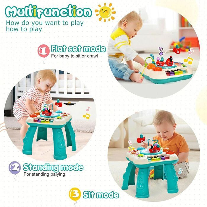 Table d'activité Jouet, MARSEE Table Activité Bébé 1 2 3 Ans, Jouet Musicaux Educatif Jeux Enfant pour Garçons Filles