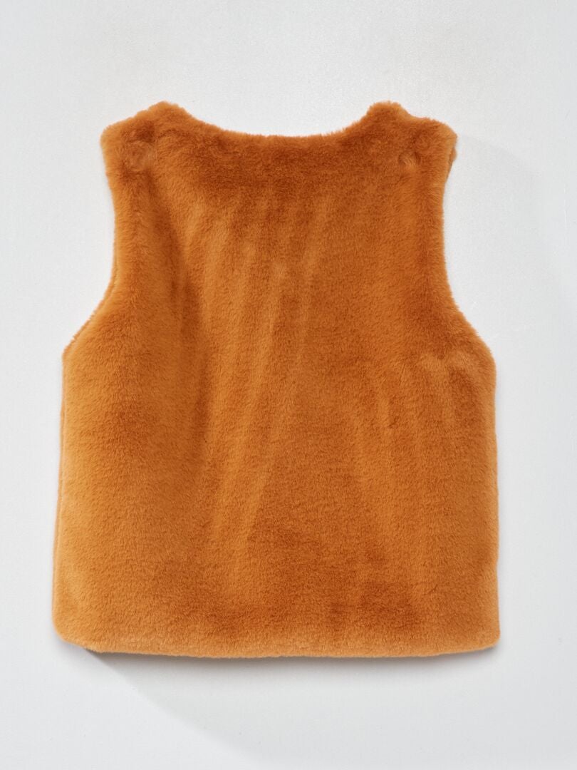 Mouwloos vest van imitatiebont - BRUIN