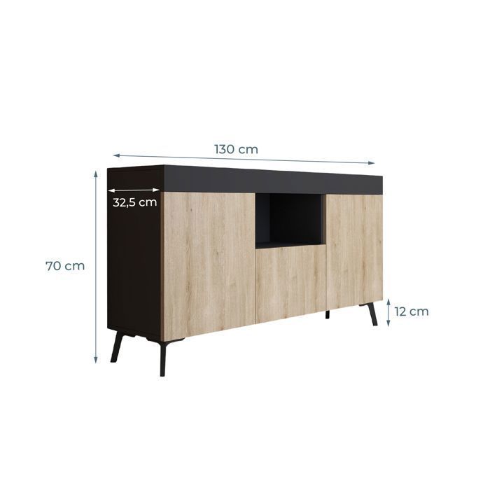 Credenza - Nera e Somona - 130 x 70 x 32,5 cm