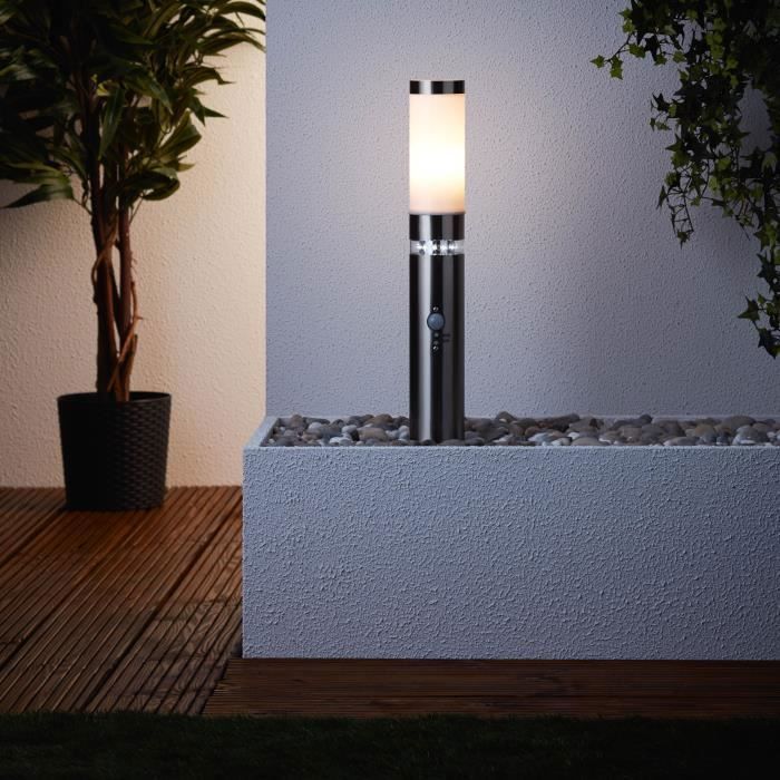 Bolardo exterior con sensor de movimiento - Brilliant - BOLE - 50x11,9cm - Casquillo E27 + LED integrado - Gris - IP44