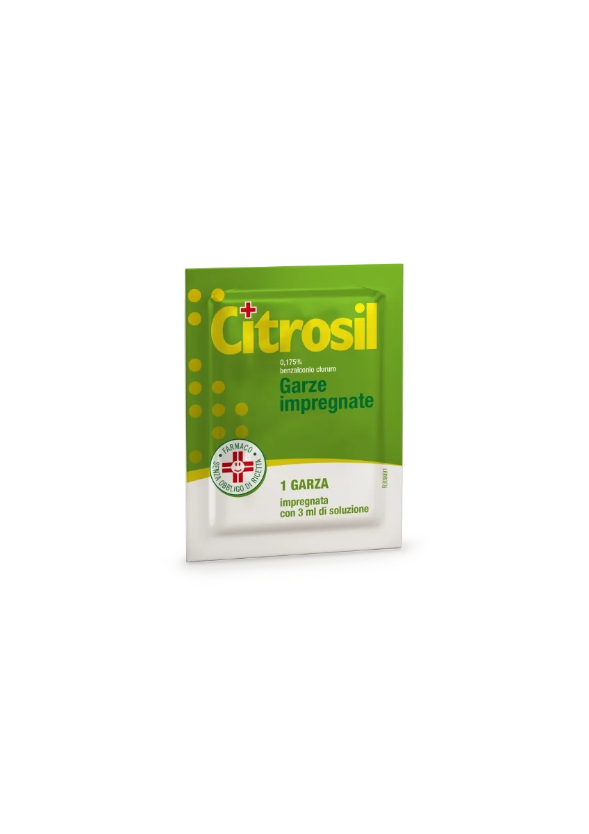 CITROSIL Gasa Citrosil al 0,175% impregnada con cloruro de benzalconio, 8 unidades, desinfección incluso de piel lesionada.