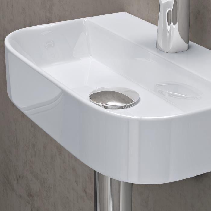 Lavabo de encimera doporro, lavabo rectangular de cerámica para baño, 38x23,5x8cm, Brüssel003 Blanco