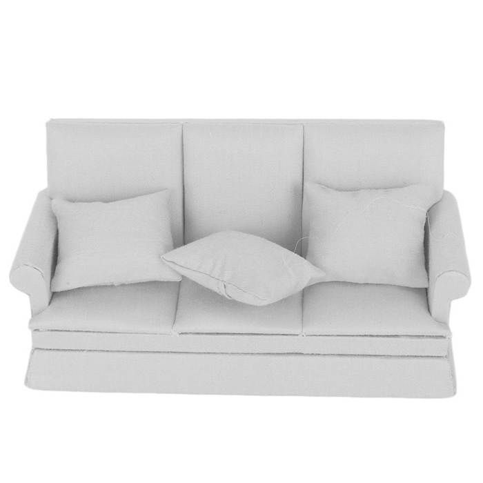 Sofá para casa de muñecas SURENHAP 1:12 Mini sofá para casa de muñecas con 3 juegos, color gris.