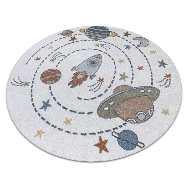 Dywan BONO 8288 koło Kosmos, planety kremowy koło 100 cm