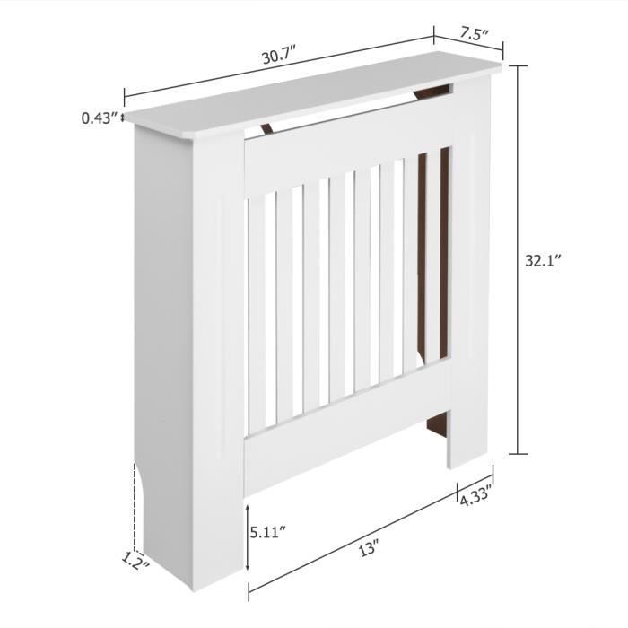 Cubierta para radiador de MDF con rayas verticales - S - 78 x 19 x 81,5 cm - Blanca