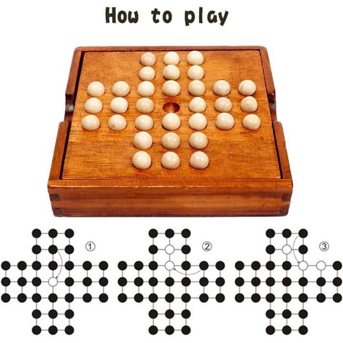 Jeu de société Solitaire en Bois - Classique - Cognitive Checkers - Couleur principale: Blanc