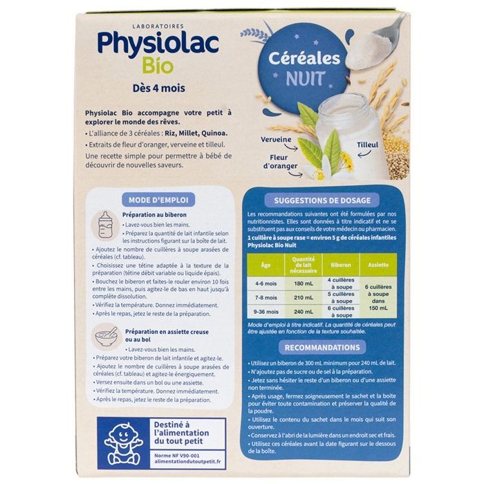 Cereali biologici per la notte Physiolac 200 g