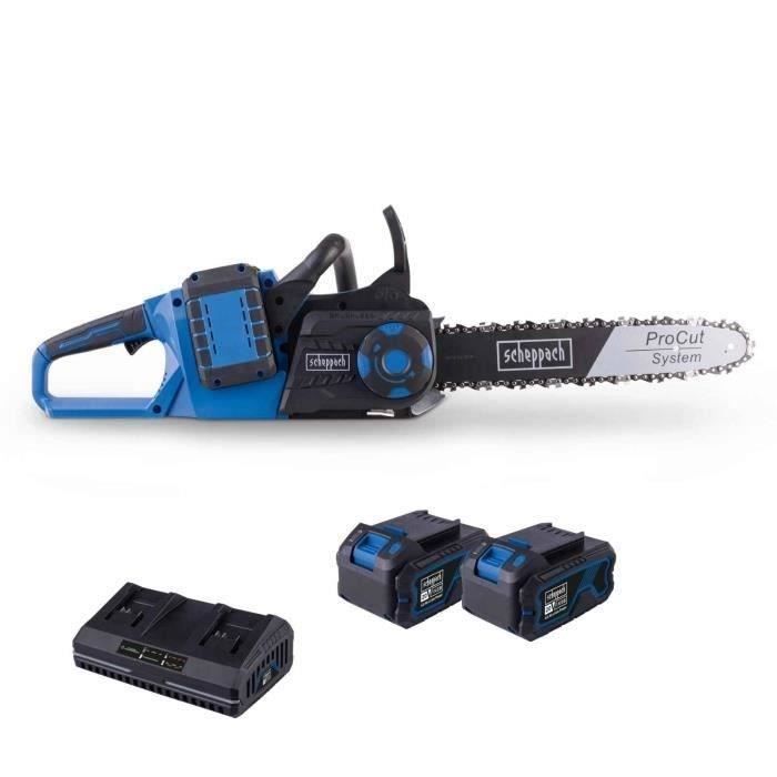 Pack de motosierra inalámbrica BC-CS355Duo-X - Longitud de corte de 33,5 cm - SCHEPPACH 20V IXES + 2 baterías de 4 Ah + cargador doble de 4,5 A