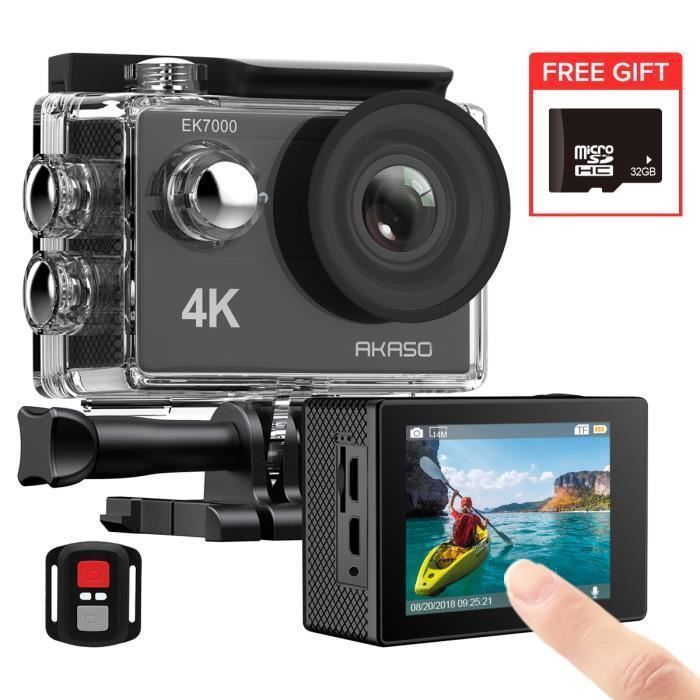 AKASO Caméra Sport EK7000 Ultra HD 4K WIFI Sport Action Caméra V3 Caméscope Étanche DV 20MP Noir Avec 32G Carte