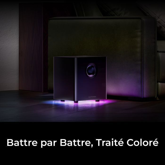 ULTIMEA Barre de son 7.1 canaux pour TV avec Caisson de Basse filaire, lumière RVB, contrôle des App, puissance de crête 410W