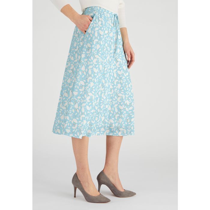 Damart - Jupe maille crêpe stretch - Bleu Feuillage