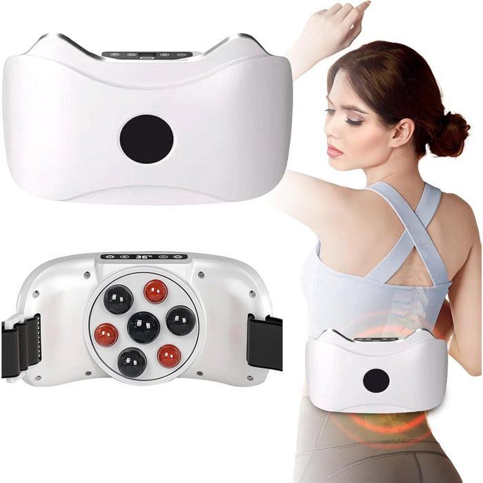 Appareil de massage abdominal électronique - 7 têtes magnétiques et 3 vitesses - Massage en profondeur - Pour l'abdomen, le dos et