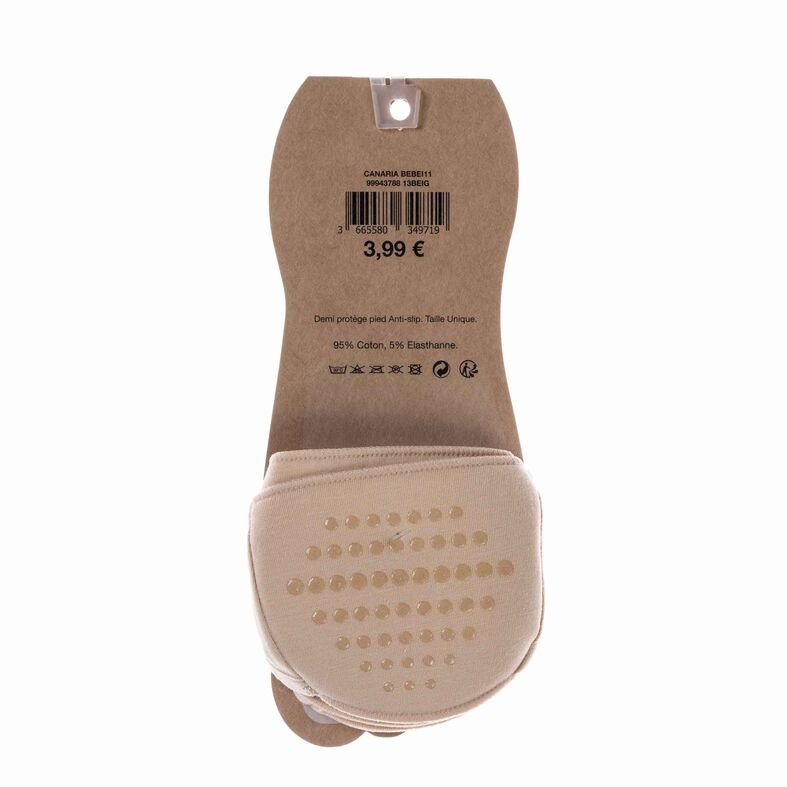 Protector de medio pie de algodón beige para mujer - Talla única