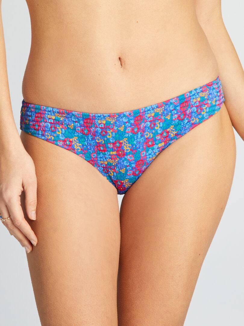 Majtki bikini z dzianiny tłoczonej - NIEBIESKIE