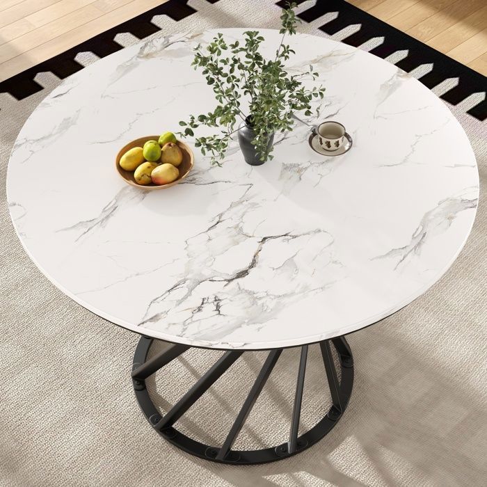 Mesa de jantar redonda - Tampo em MDF - Mesa de cozinha para sala de estar/jantar - 80x80x76cm - Branca