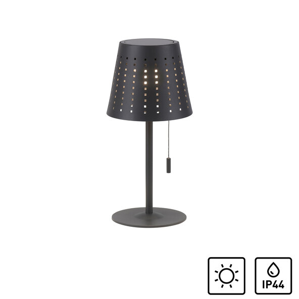 LED battery-powered solar table lamp Mandy, anthracite
