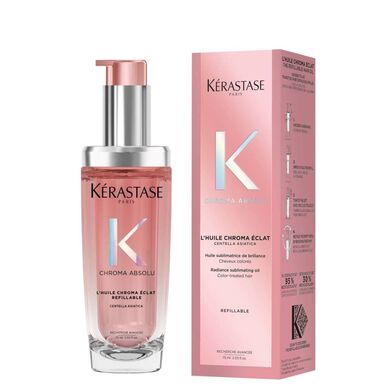 Kérastase Chroma Absolu L'Huile Chroma Éclat Aceite Capilar Recargable para Cabello Teñido, Brillo y Color, 75 ml