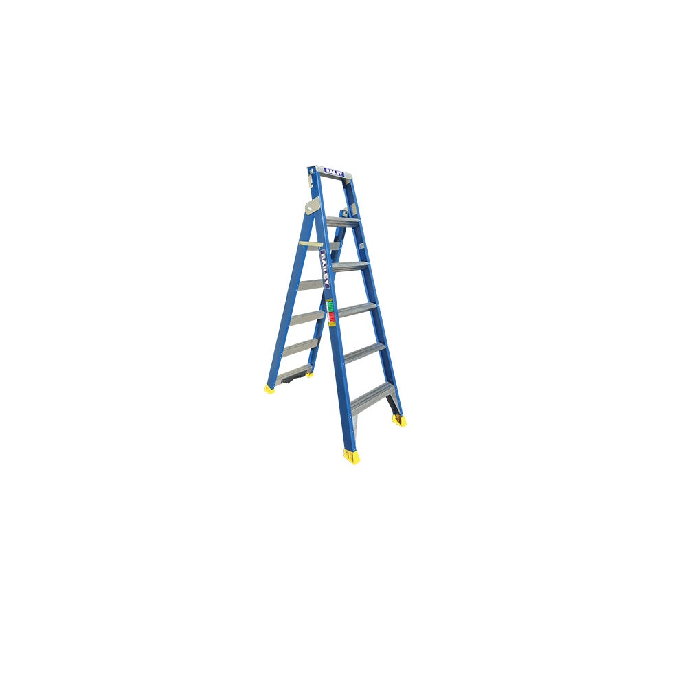 Escada multifuncional BAILEY em fibra de vidro, 2,1 m, 150 kg, com suporte para poste.
