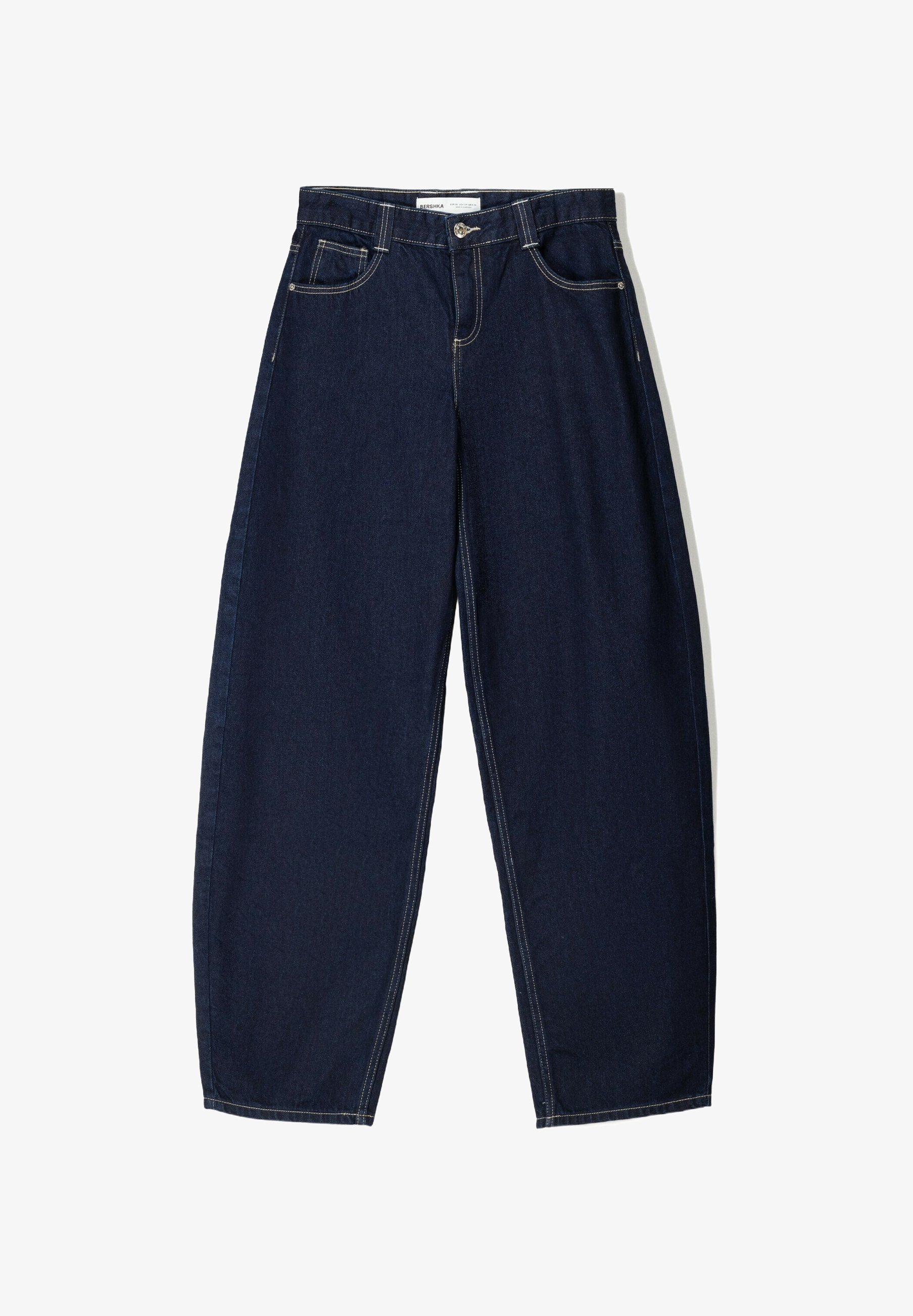Bershka BALLOON - BAGGY - Relaxte jeans - donkerblauw