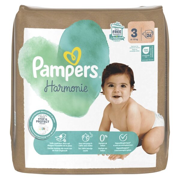 Pampers Harmonie plenice velikost 3<br>Velikost 3 (6–10 kg), 26 plenic