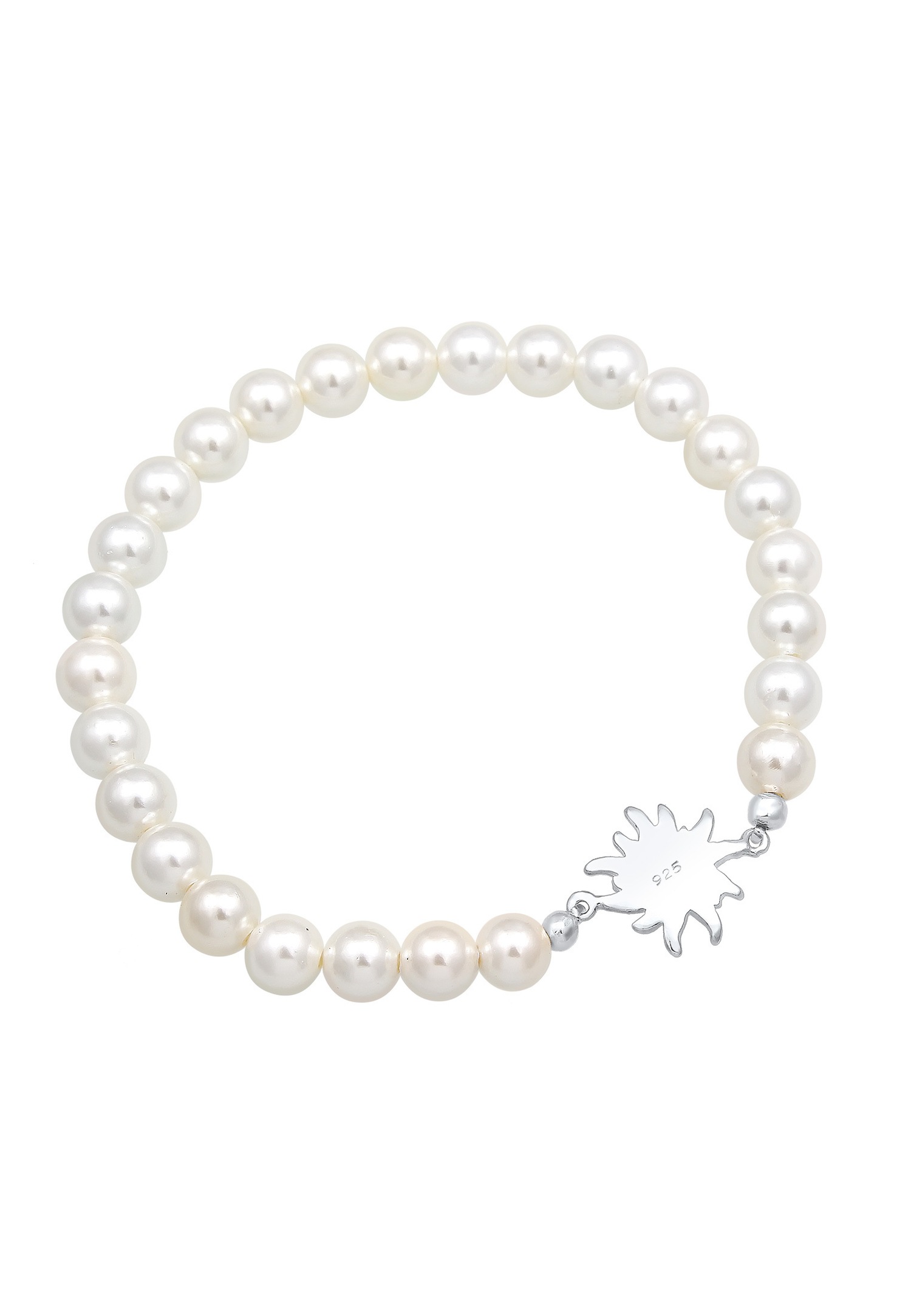Elli Edelweiß traditionel Perles de Coquillage Bracelet Femme (925/1000) Argent
