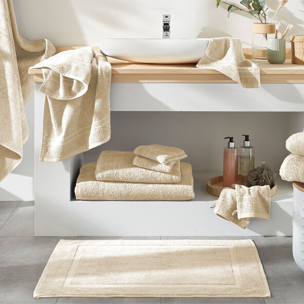 12er Frottierset Basic, beige inkl. Badvorleger