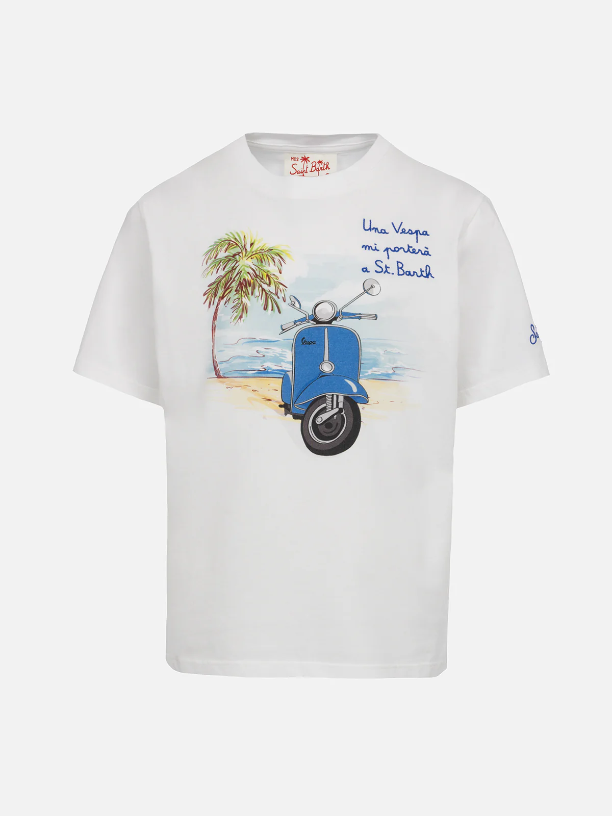 Kinder T-shirt van katoen met Vespa-print en borduurwerk | SPEC EDITION