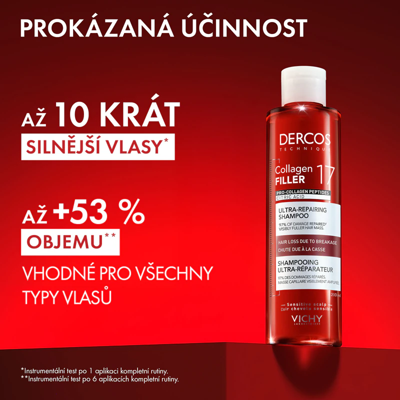 Shampoo Vichy Dercos Collagen Filler 17 de Regeneração Profunda Contra a Quebra Capilar