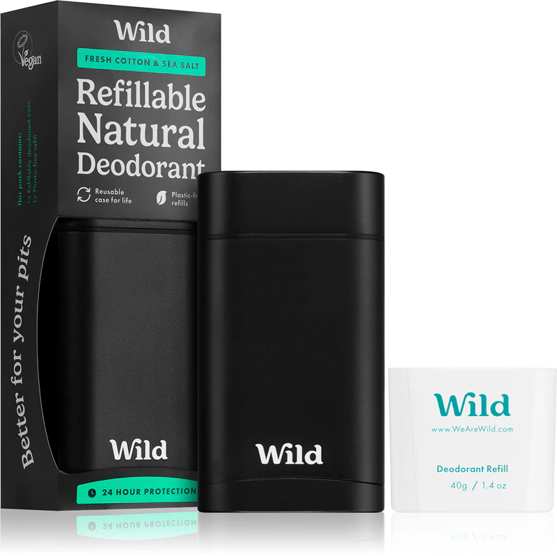 Pánsky dezodorant Wild Fresh Cotton & Sea Salt v čiernom puzdre s puzdrom