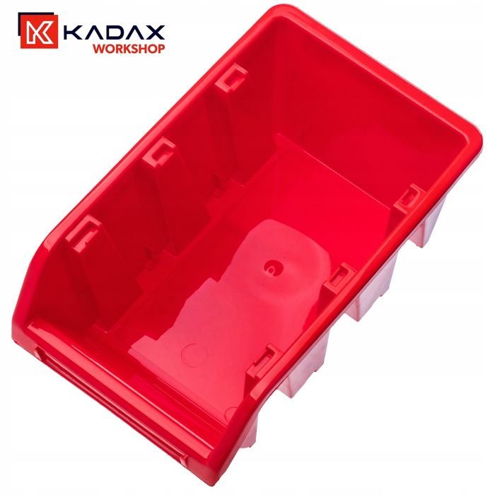 KADAX Wall-Mounted Storage Boxes, Stackable Plastic Boxes for Organizing Your Tools (Pack of 20: Red, 195 x 120 mm)