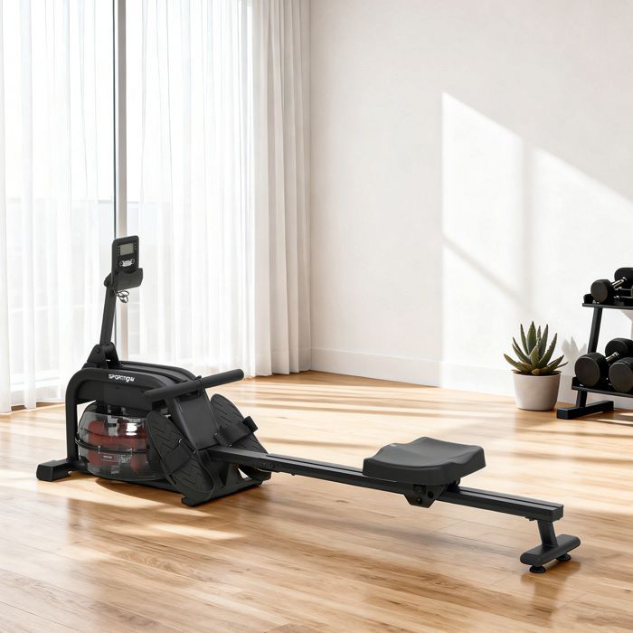 Vogatore ad acqua - SPORTNOW - serbatoio regolabile 6-11L - schermo LCD con supporto per tablet - sedile ampio - acciaio - 170 x 46 x 77 cm - nero