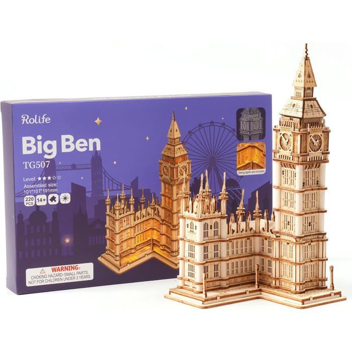 Kit de modelo de rompecabezas de madera 3D para adultos, juguete de construcción DIY, 220 piezas, marca Big Ben