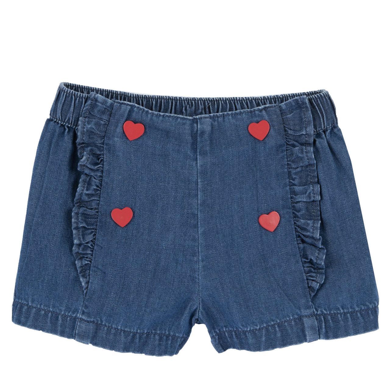 Jeansshorts mit Rüschen