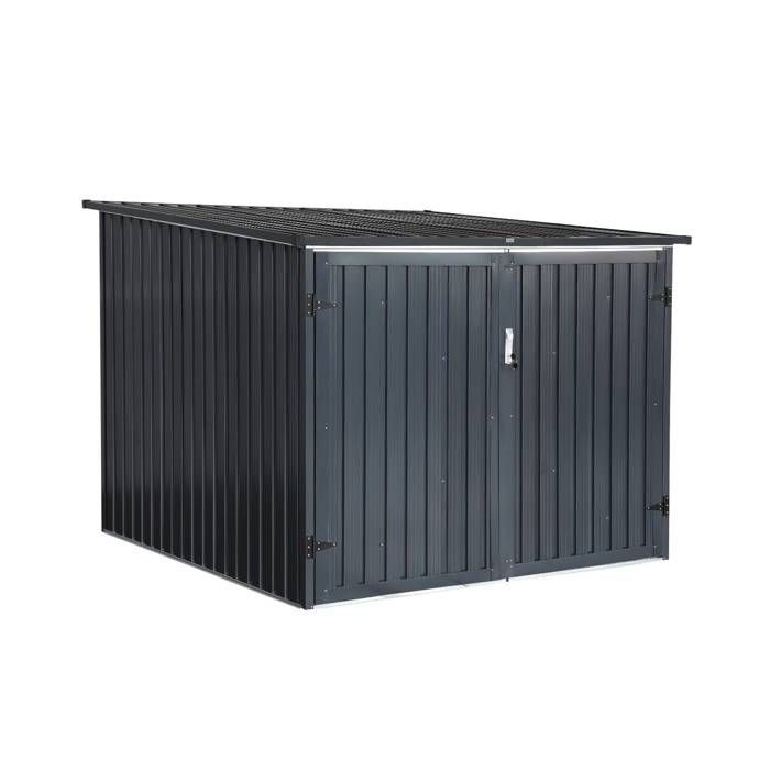 Cobertizo para bicicletas. Capacidad para 4 bicicletas. Acero galvanizado gris. Ancho 203 x Profundidad 198 x Alto 157 cm