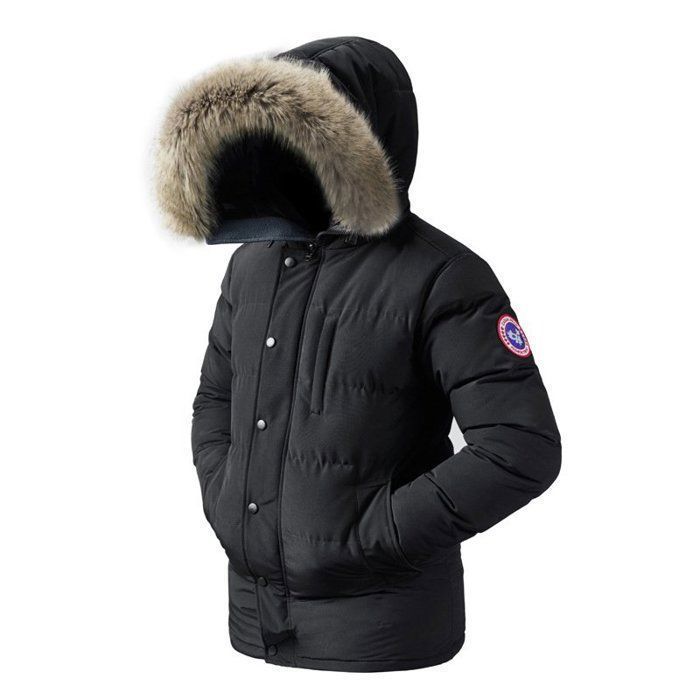 Men's Long Warm Winter Puffer Jacket with Hood - Fitted Cardigan with Hood - Black - JZ647