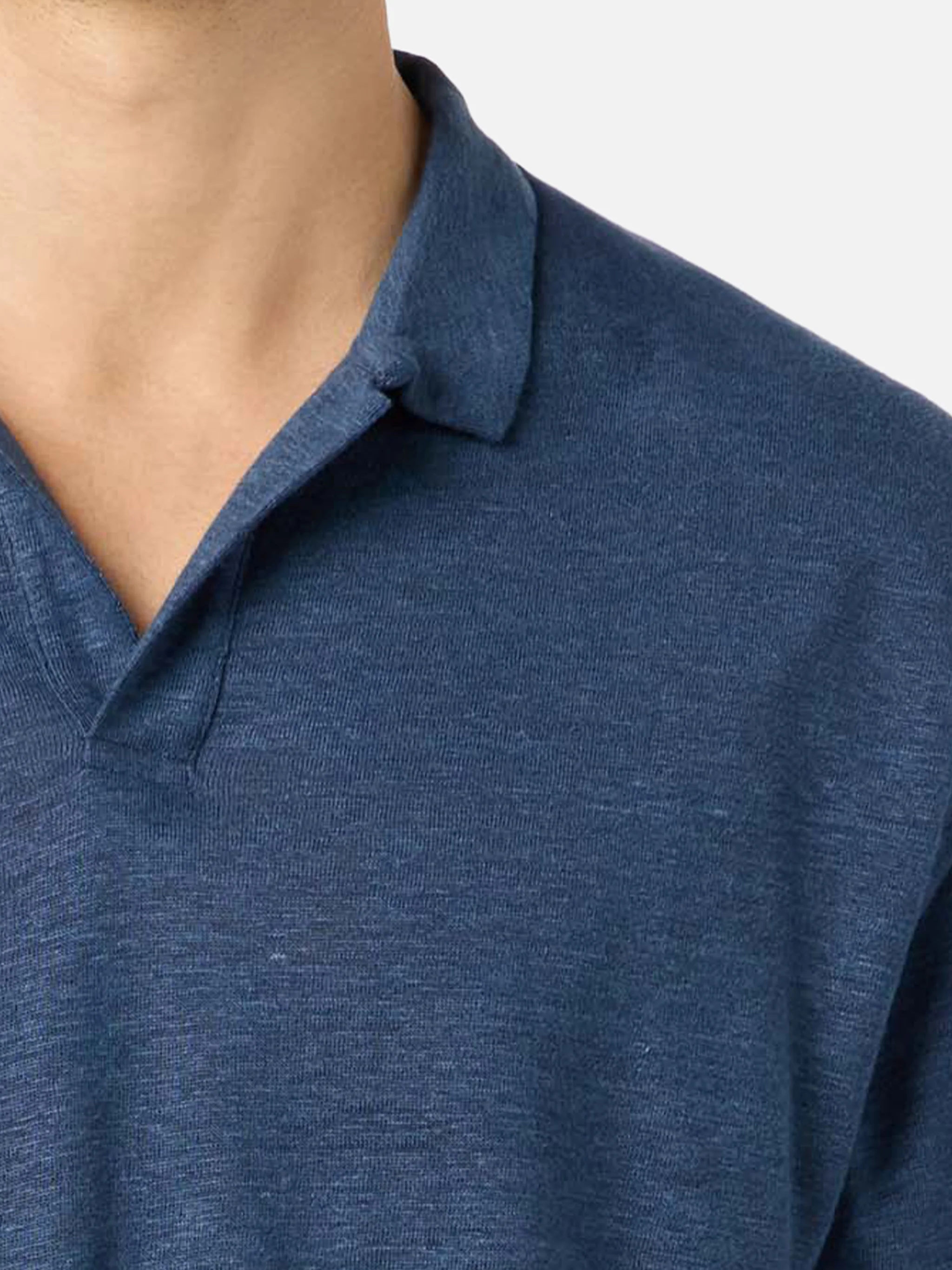 Fraser marineblauwe linnen polo zonder knoopjes
