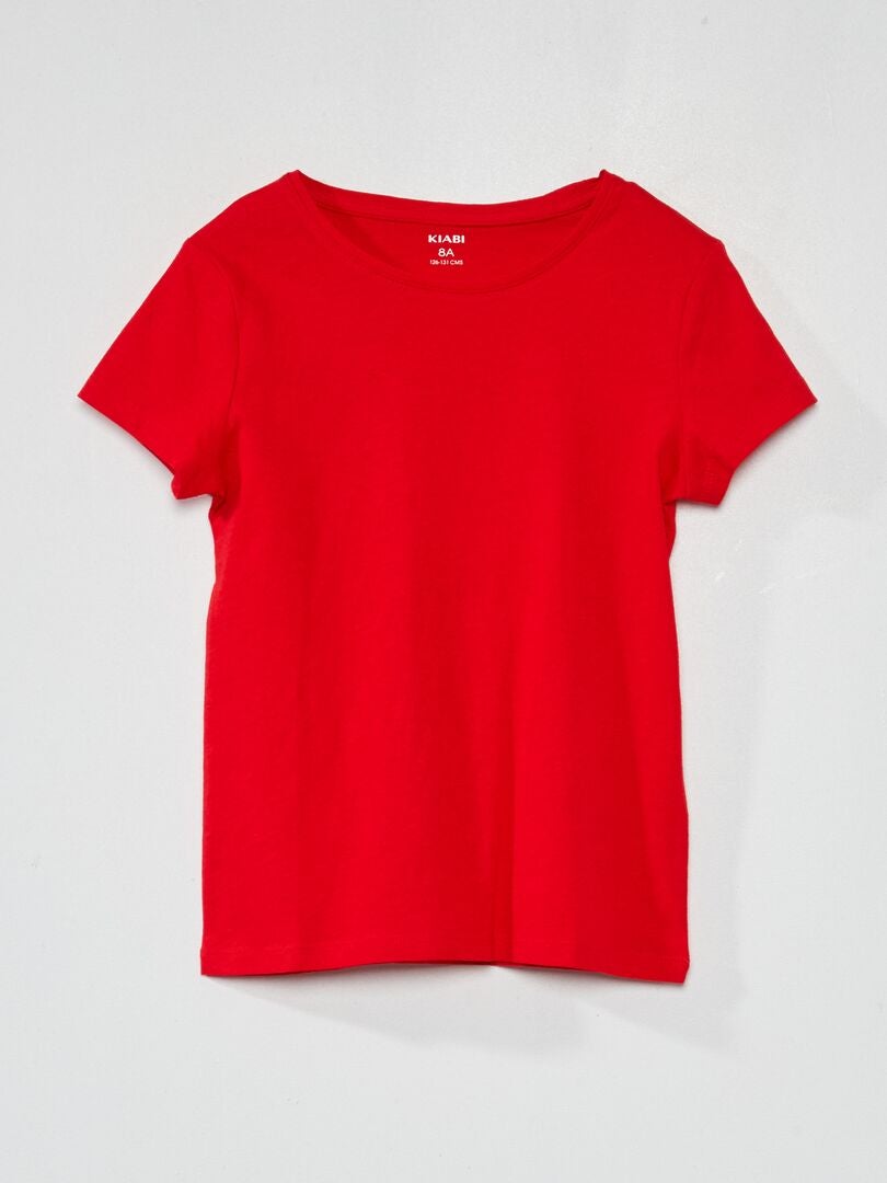 Camiseta de punto de color liso - roja